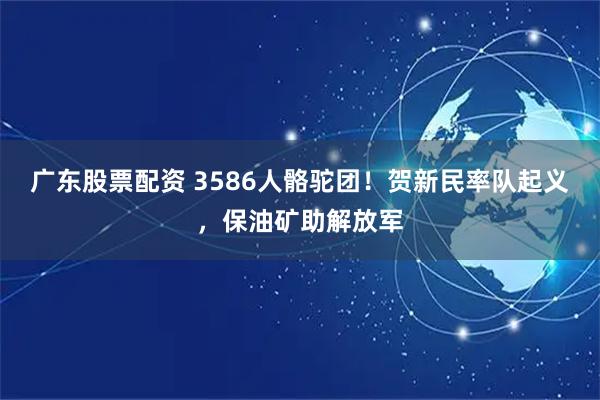广东股票配资 3586人骼驼团！贺新民率队起义，保油矿助解放军